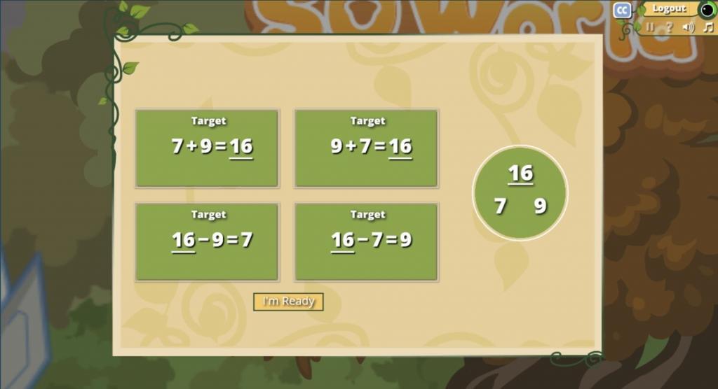 Target math fact review within a game