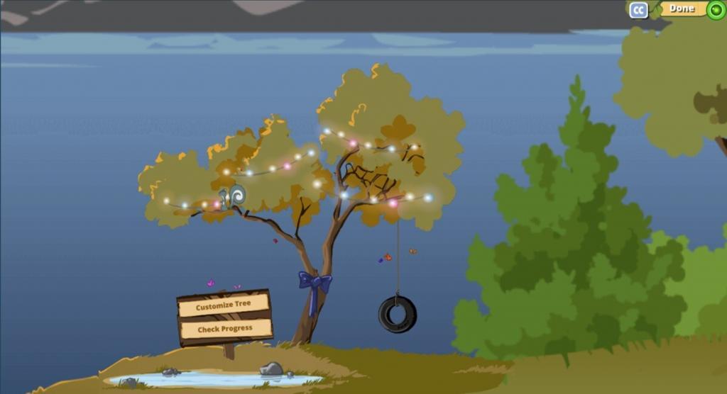Reflex Math tree. It grows as the student learns more math facts. The student can purchase items for the tree.