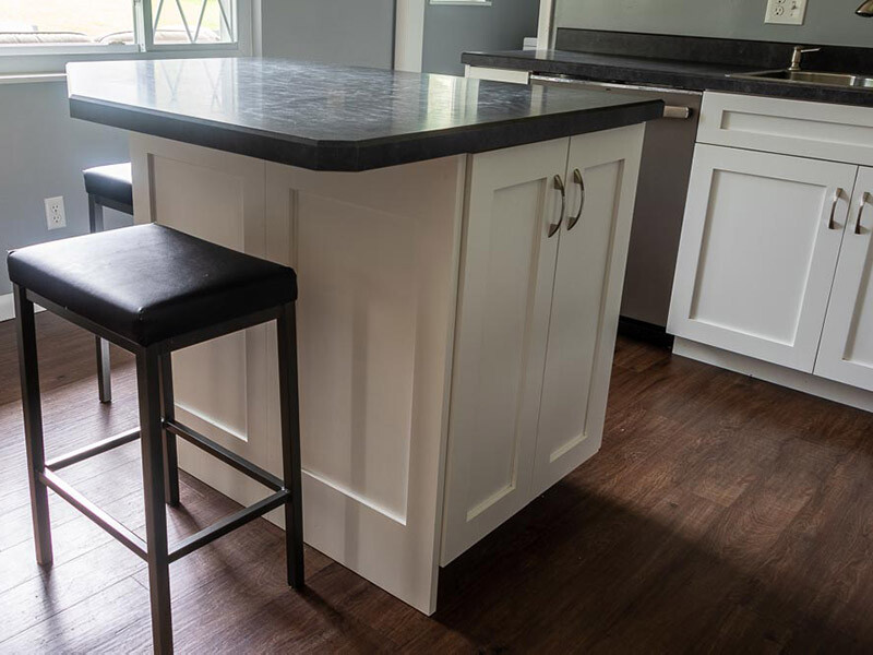 Barker Cabinets Review: back/side view of custom kitchen island