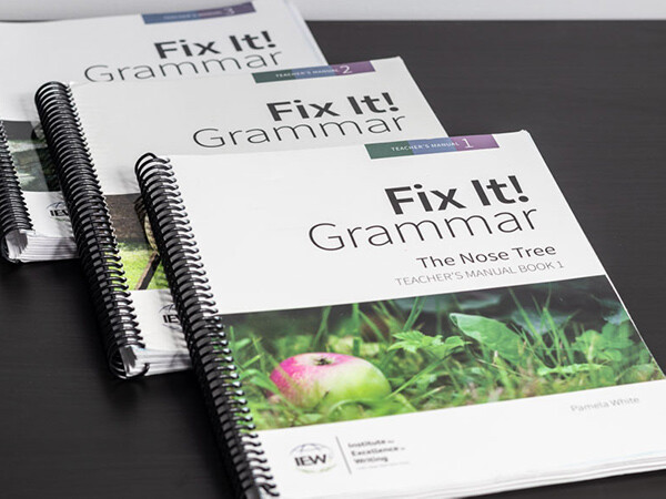 Fix It! Grammar Teacher workbooks splayed on desk