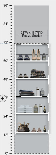 EasyClosets design tool screenshot for the linen closet.