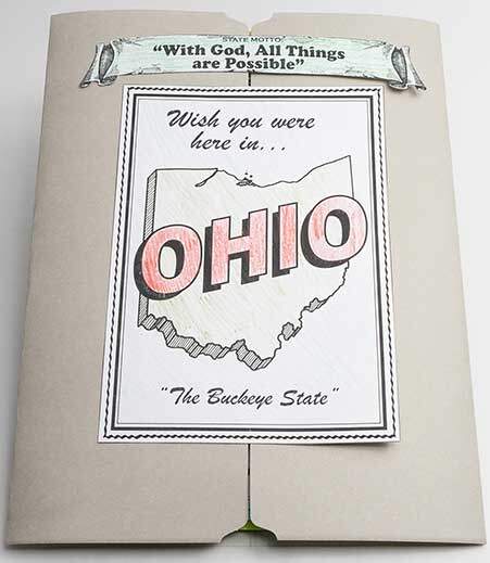 the cover of the Make-A-State lap book which includes the state motto and state nickname