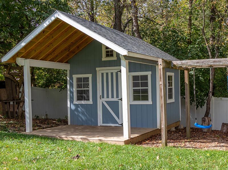 front-right view of backyard shed built using Brayton design from Paul's Sheds