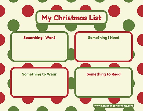 Christmas List Printables: Want, Need, Wear, and Read
