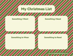 Christmas List Printables: Want, Need, Wear, and Read