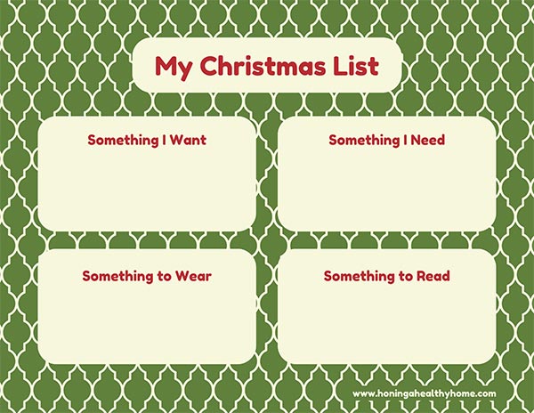 Christmas List Printables: Want, Need, Wear, and Read