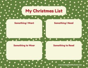 Christmas List Printables: Want, Need, Wear, and Read