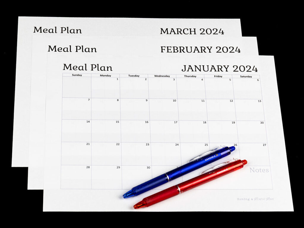 monthly meal planning calendars for 2024